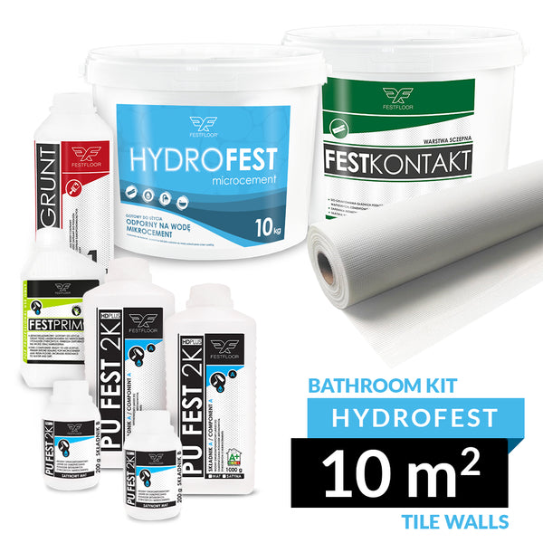 Microcement kit HYDROFEST bathroom 10m2 - for tiled walls