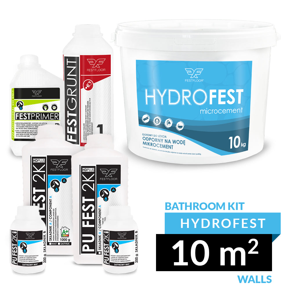 Microcement kit HYDROFEST bathroom 10m2 - for walls