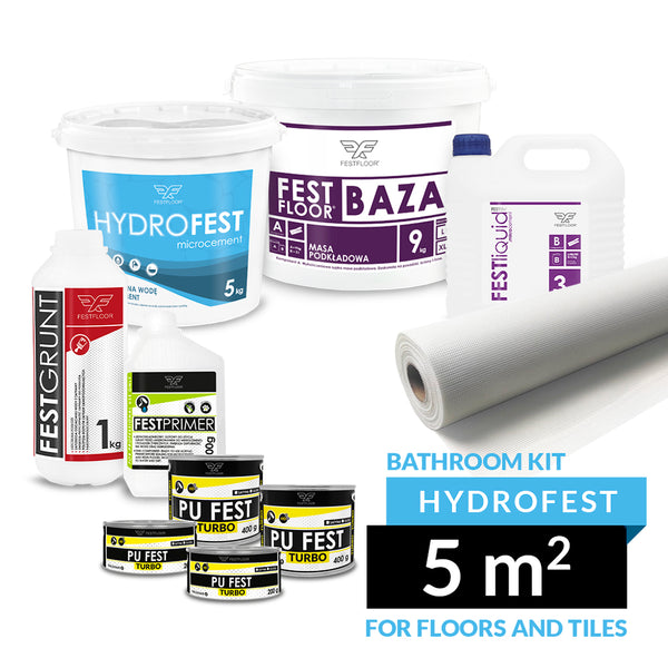 Microcement kit HYDROFEST bathroom 5m2 - for floor and tiles